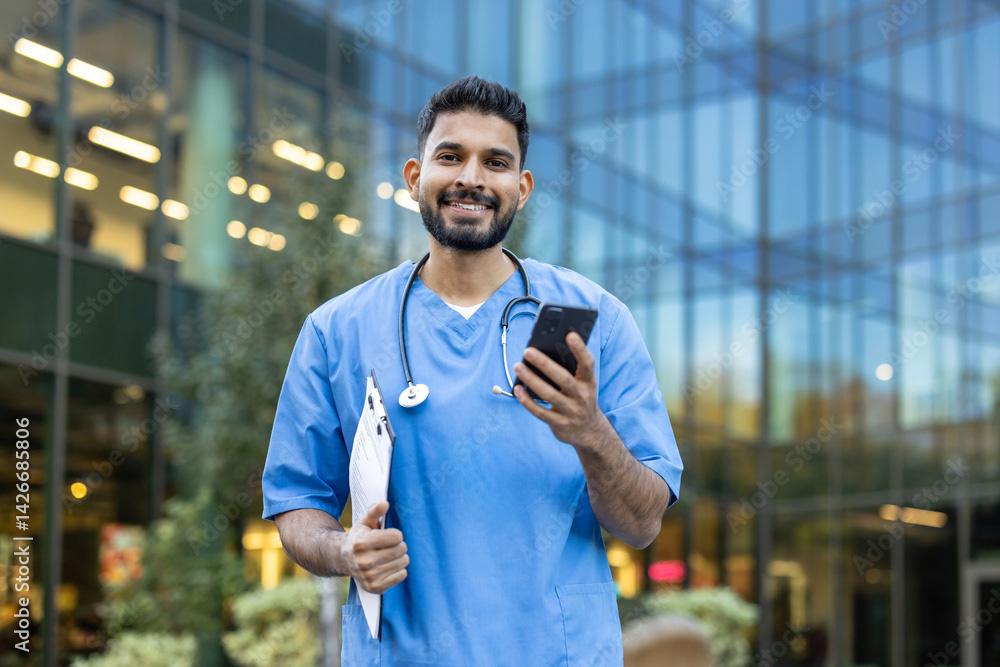 Medical professional signing up for job alerts on his cell phone
